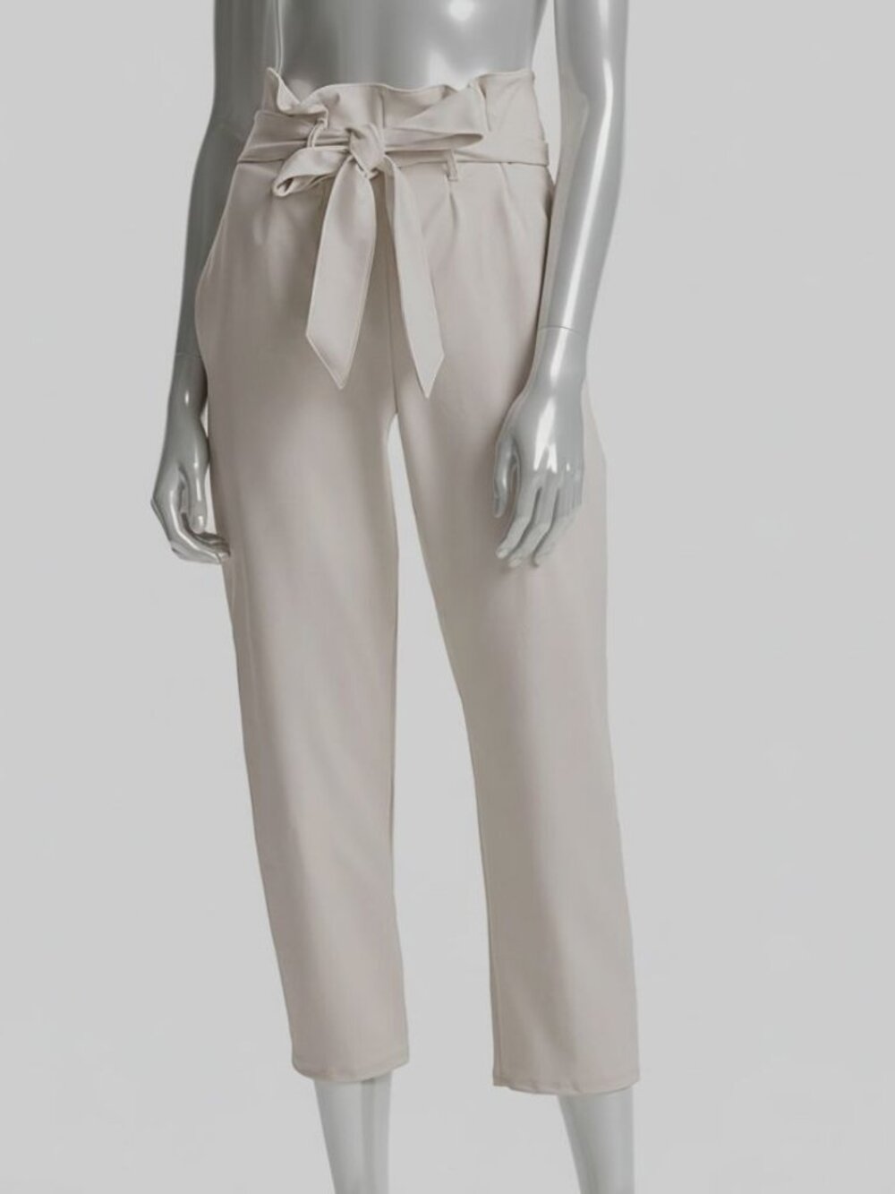Commando Women's White Faux Leather Paperbag Waist Crop Pants Size M